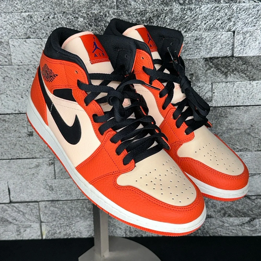 Jordan 1 Mid Team Orange Black - MNS10.5